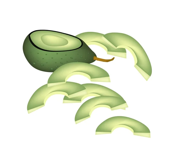 Aguacates verdes frescos sobre fondo blanco — Vector de stock