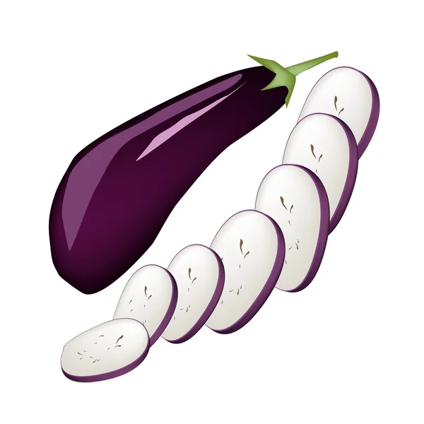 Verse Paars aubergine op een witte achtergrond — Stockvector