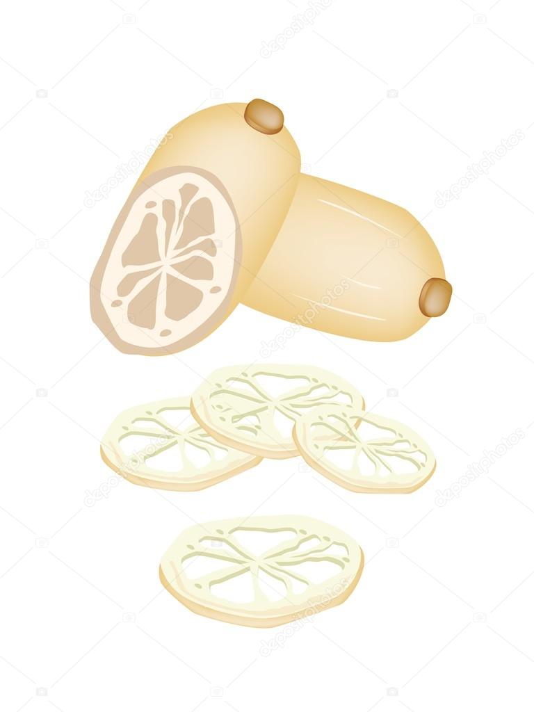 Sliced of Lotus Root on White Background