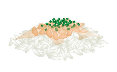Fermented Soybean Natto with Spring Onion on Rice clipart