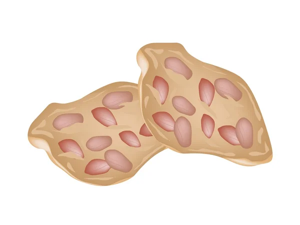 Biscoito de amendoim tailandês em um fundo branco —  Vetores de Stock