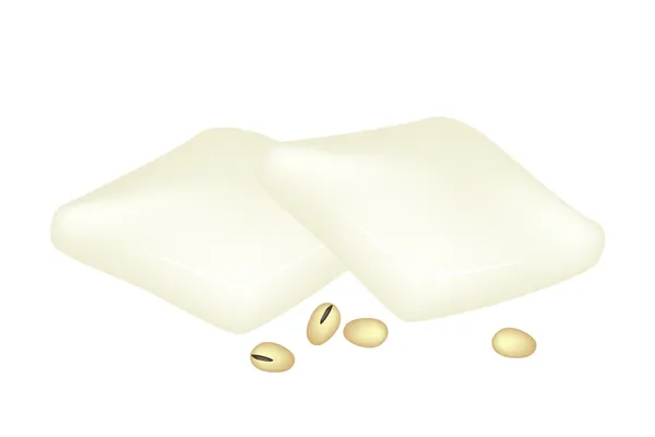 豆腐和大豆产品在一个白色的背景上 — 图库矢量图片