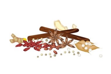 A Stack of Dried Spices on White Background clipart