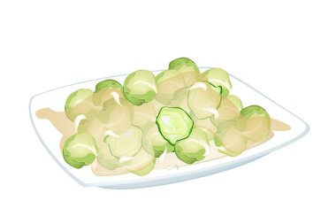 Stir Fried Brussels Sprout on A White Plate clipart
