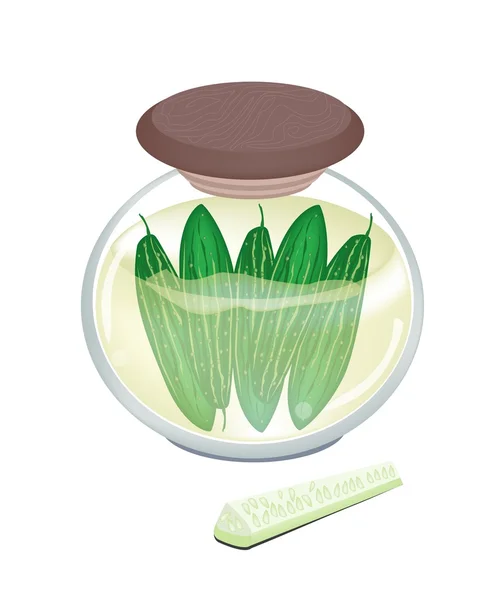 Pikled Marrow in A Jar on White Background — Stock Vector