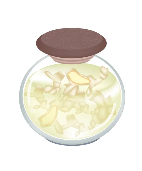 在白色背景上的一个罐子里腌的姜 — 图库矢量图片