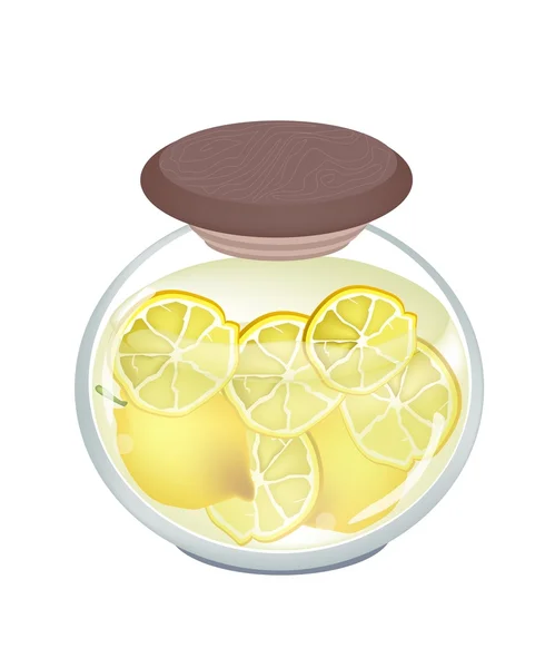 Limones conservados en un tarro sobre fondo blanco — Vector de stock