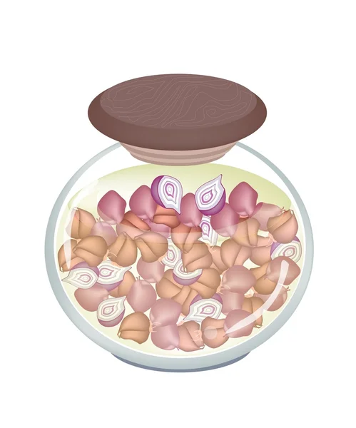 A Jar of Pickled Red Onion with Malt Vinegar — Stock Vector