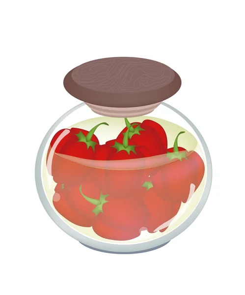 A Jar of Pickled Red Bell Peppers — Stock Vector