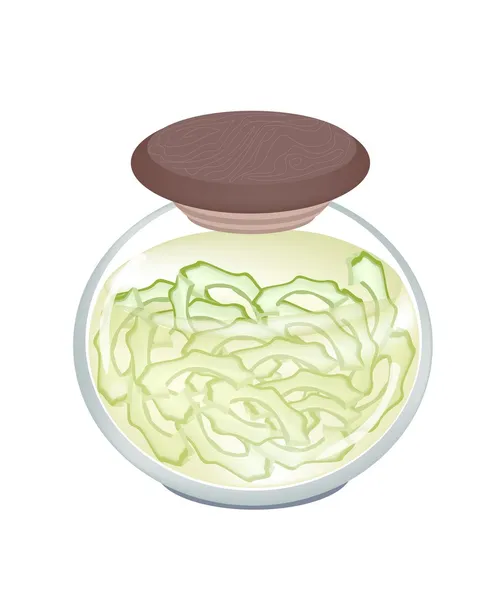 A Jar of Pickled Slice Bitter Melon — Stock Vector
