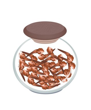 Kuru karanfil veya caryophyllus aromaticus bir kavanoz