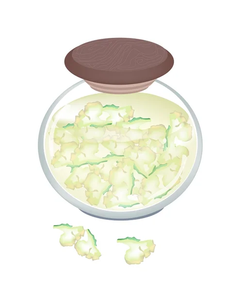 Un pot de délicieux chou-fleur blanc mariné — Image vectorielle