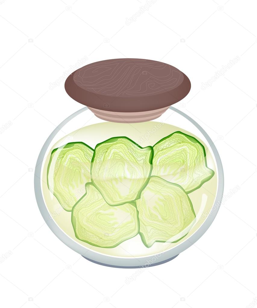 A Jar of Pickled Fresh Savoy Cabbage