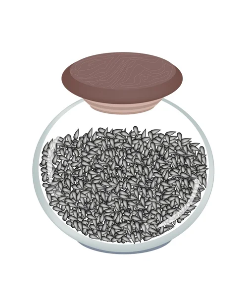 A Jar of Black Sesame on White Background — Stock Photo, Image