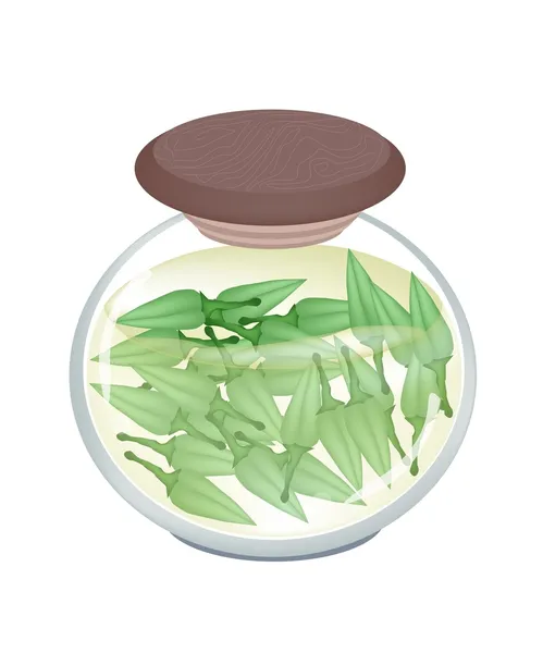 Jar of Zucchini Bud Pickles in Malt Vinegar — Stock Vector