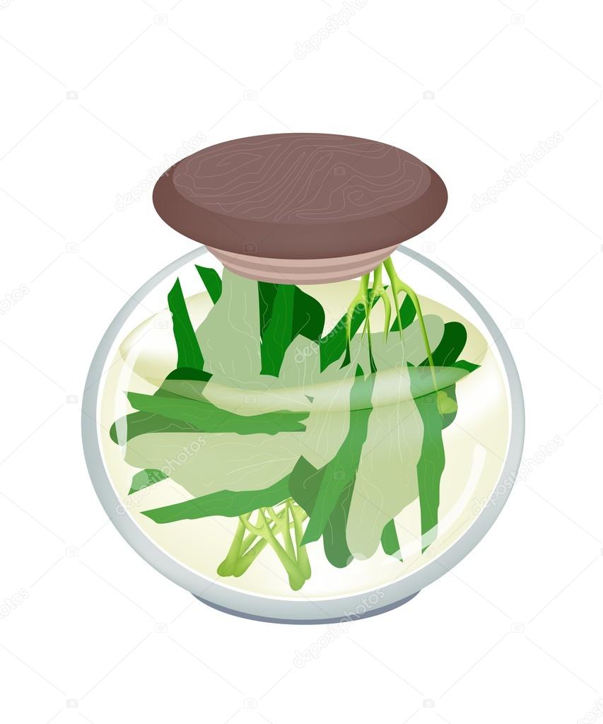 A Jar of Delicious Pickled Chinese Broccoli