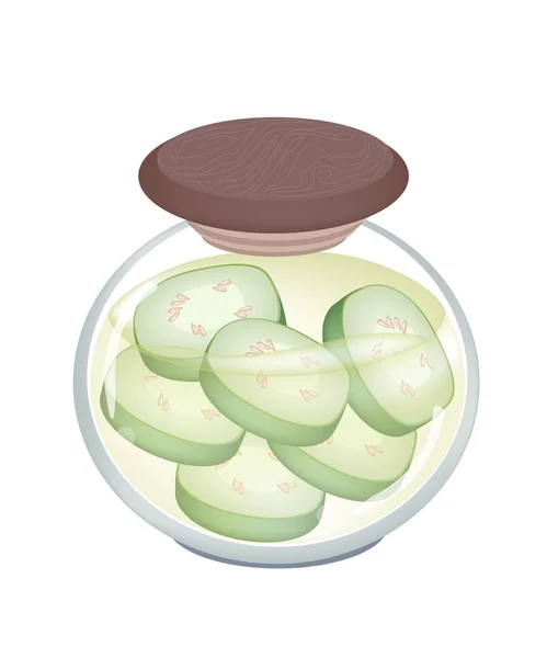 A Jar of Delicious Pikled Wax Gourd — Stock Vector