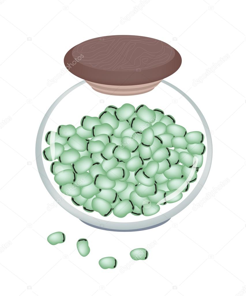 A Jar of Fresh Green Broad Beans