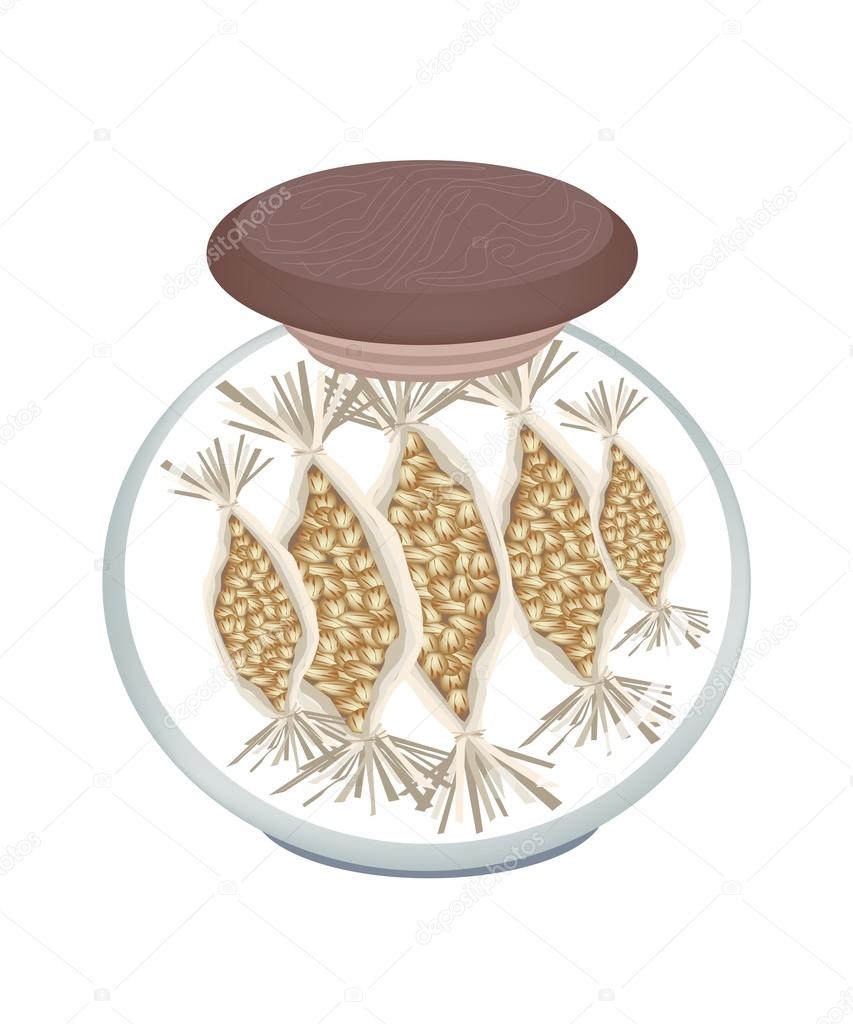 Jar of Fermented Soybean Natto on White Background