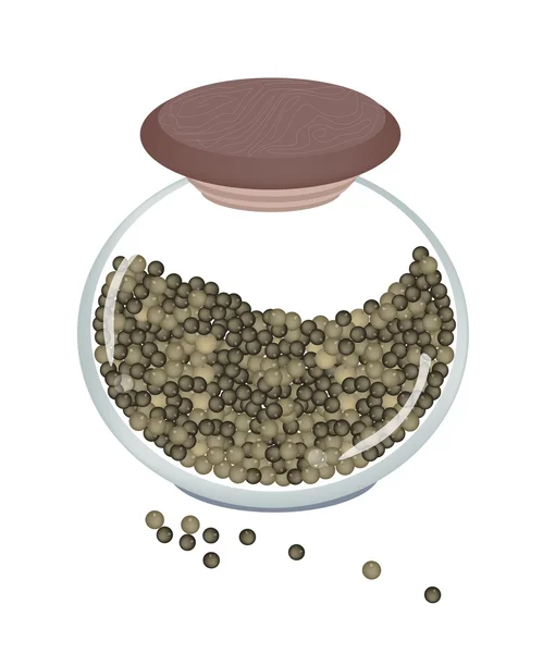 Jar of Black Peppercorns on White Background — Stock Photo, Image