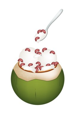 Barbunya beyaz zemin üzerine Hindistan cevizi dondurma