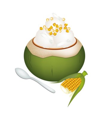 sweetcorns beyaz zemin üzerine Hindistan cevizi dondurma