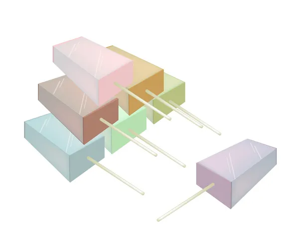 Zásobník různých příchutí zmrzliny popsicle — Stockový vektor