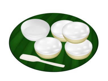 muz yaprak üzerine Hindistan cevizi custard Tay tatlı