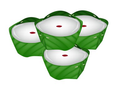 lezzetli Çin puding muz yaprak sayar