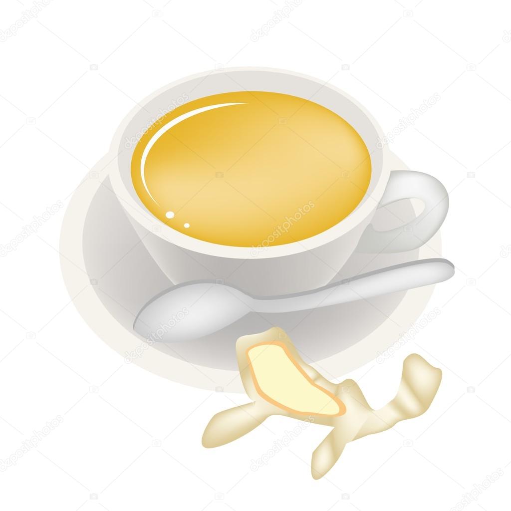 Ginger Tea with Honey in Coffee Cup