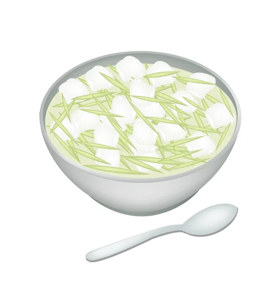 Deliciosos fideos de arroz verde en leche de coco — Vector de stock