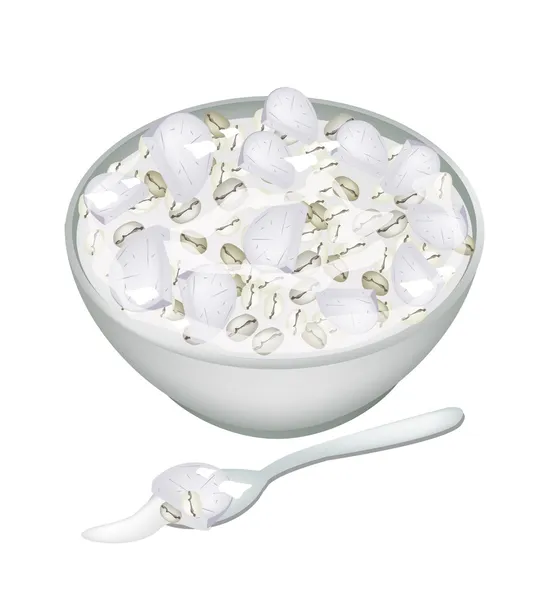 Taro con cebada de perlas chinas en leche de coco — Vector de stock