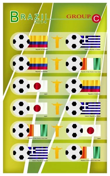 Torneo de Fútbol de Brasil 2014 Grupo C — Vector de stock