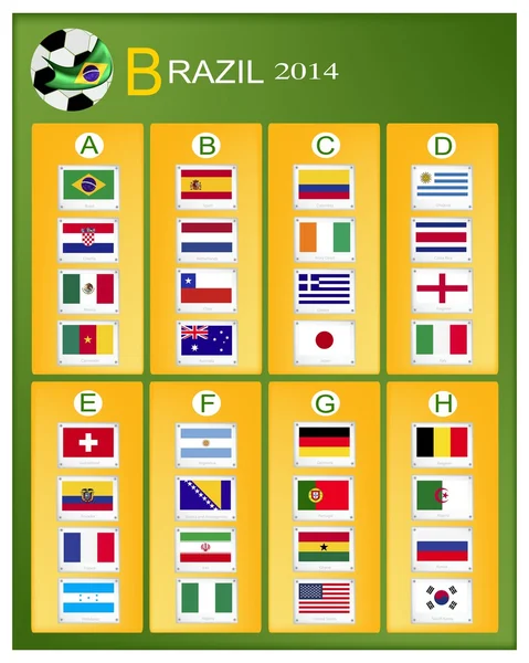 Una mappa del torneo di calcio in Brasile 2014 — Vettoriale Stock