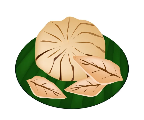 Süße reife Santol-Frucht auf einem grünen Bananenblatt — Stockvektor