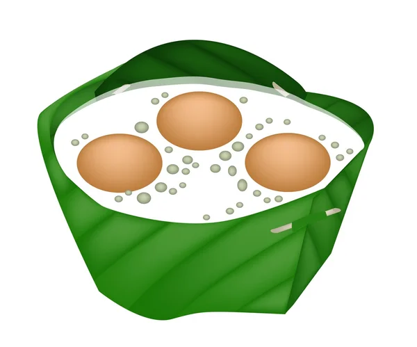 Cantaloup Tapioca au sirop et lait de coco — Image vectorielle