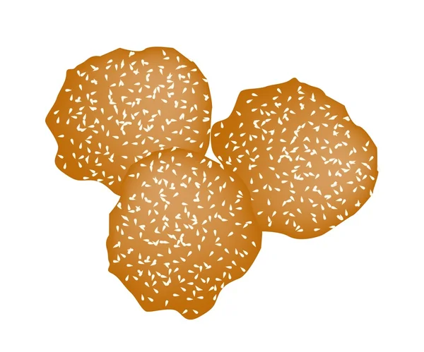 Bolas de patata dulce fritas con sésamo — Vector de stock
