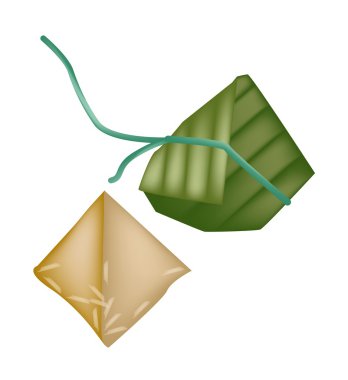pirinç hamur tatlısı veya zongzi bambu varak
