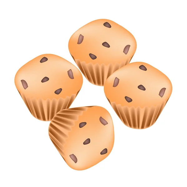 Stack of Thai Muffins with Raisins on White Background — Stock Vector