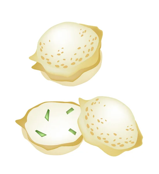 Pastel de arroz de coco tailandés sobre un fondo blanco — Vector de stock