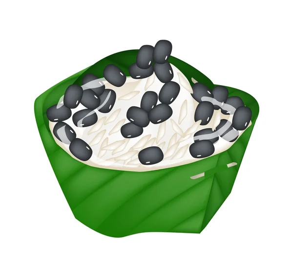 Sticky Rice and Black Beans in Coconut Milk — Stock Vector