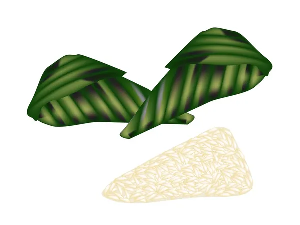 Riz collant rôti thaïlandais à la banane mûre — Image vectorielle