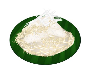 yapışkan pirinç pişmiş tatlı patates ve paçavra Hindistan cevizi