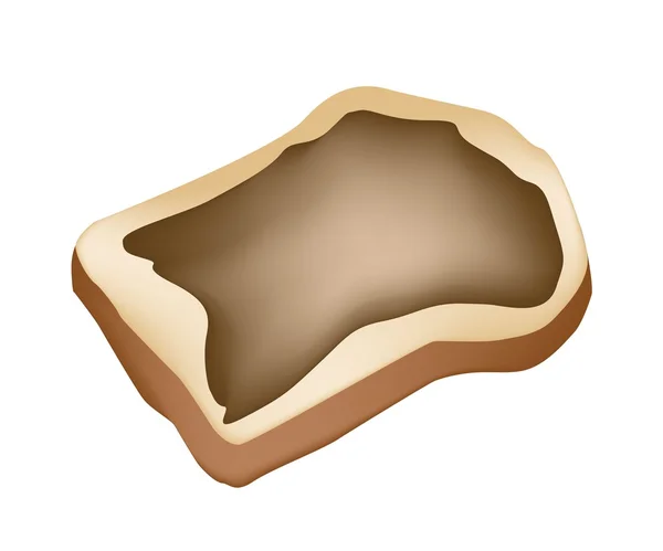 Çikolata yayılması ile ekmek kesme — Stok Vektör