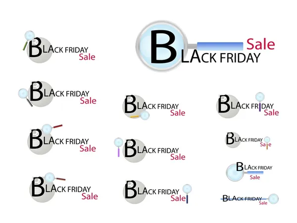 Loupe en verre à la recherche de Black Friday Promotion — Image vectorielle