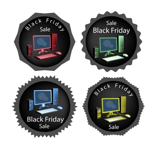 Ordinateur PC sur Black Friday Vente Contexte — Image vectorielle