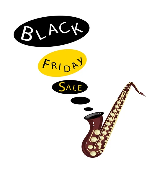 Musical Bass Saxophone Playing Black Friday Sale — Stock Vector