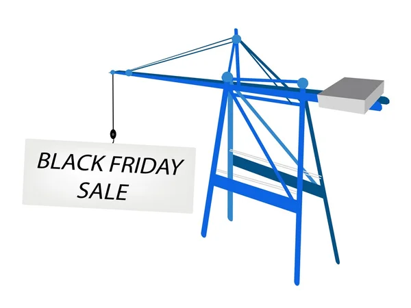 Blue Mobile Crane with Black Friday Billboard — Stock Vector