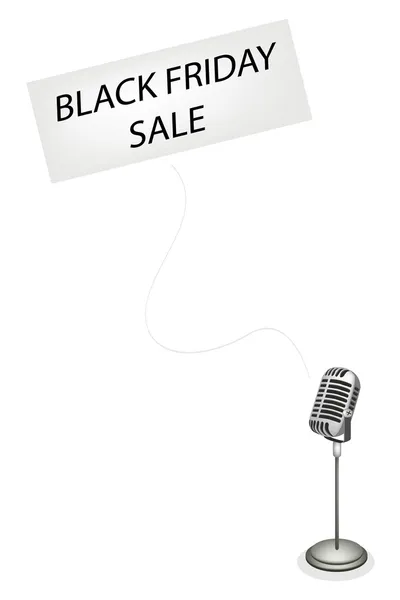 A Retro Microphone Broadcasting Black Friday Sale — Stock Vector