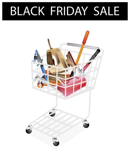 Perkakas Perbaikan Otomatis Kits Black Friday Shopping Cart - Stok Vektor